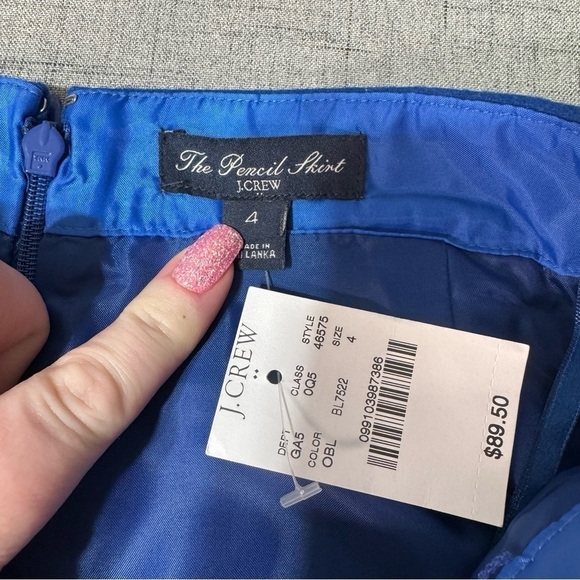 J. Crew Royal Blue Wool Straight Pencil Skirt Knee Length Size 4 Small NWT - Picture 10 of 11